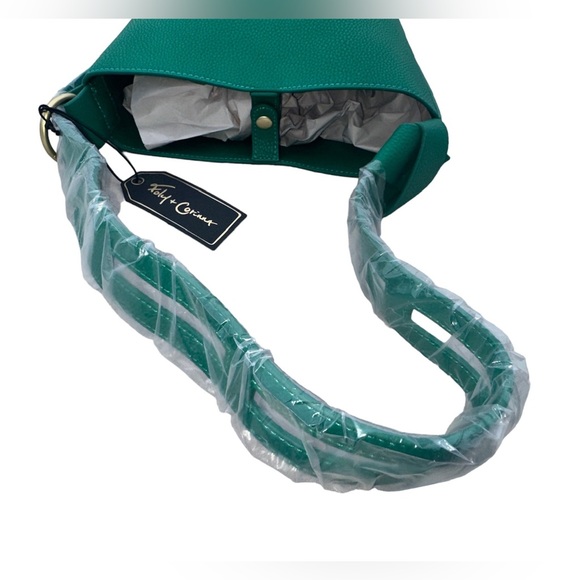 Foley & Corinna Flowerbed Creek Drum Bag Green Round Bottom Bucket Bag - NWT - Picture 8 of 8